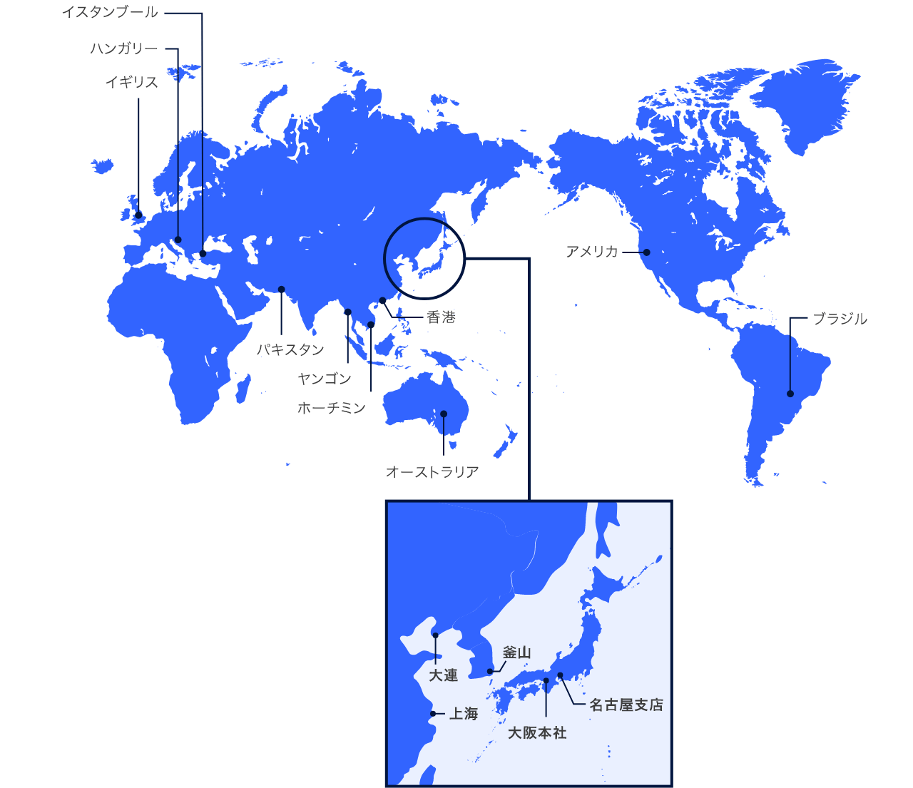 海外代理店のある地域